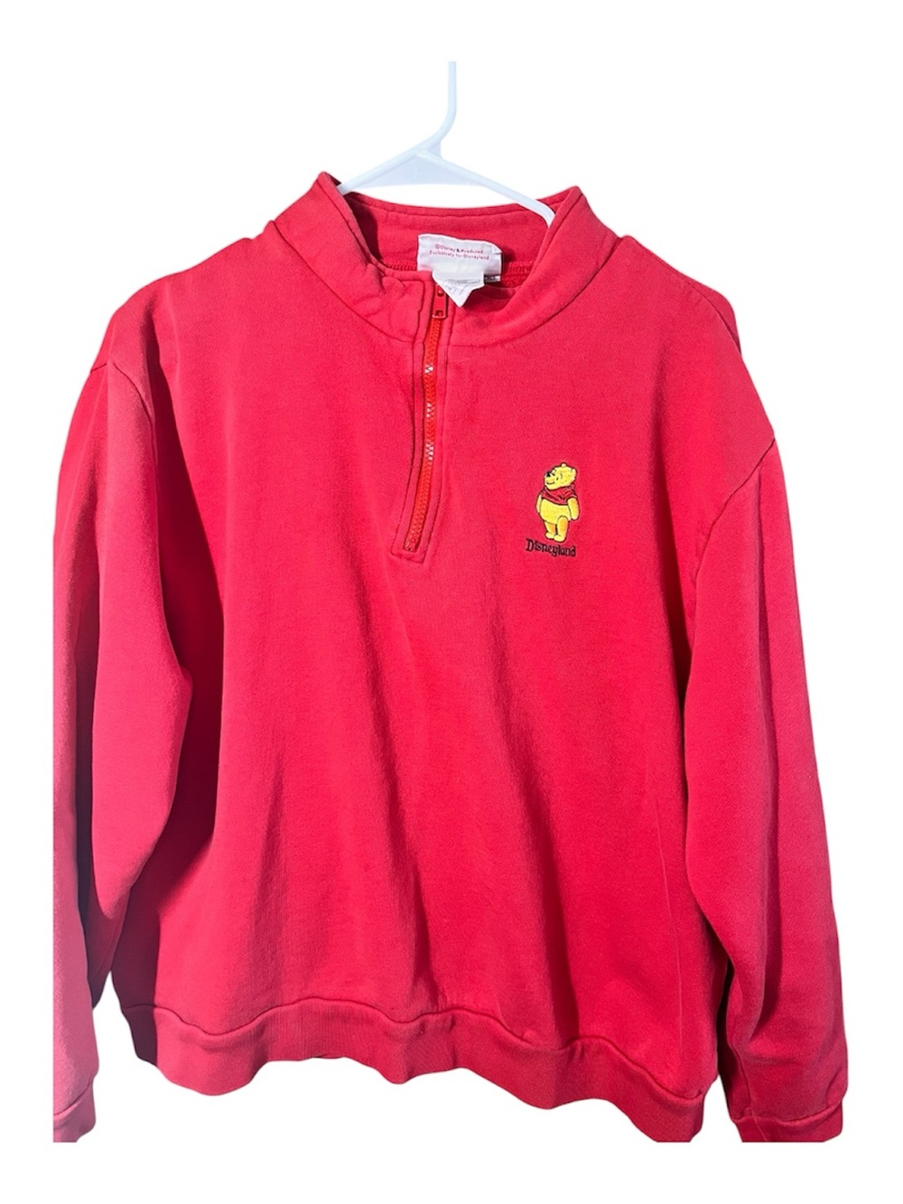 Disney Red Off-the-Shoulder Sweater with Winnie the Pooh Embroidery